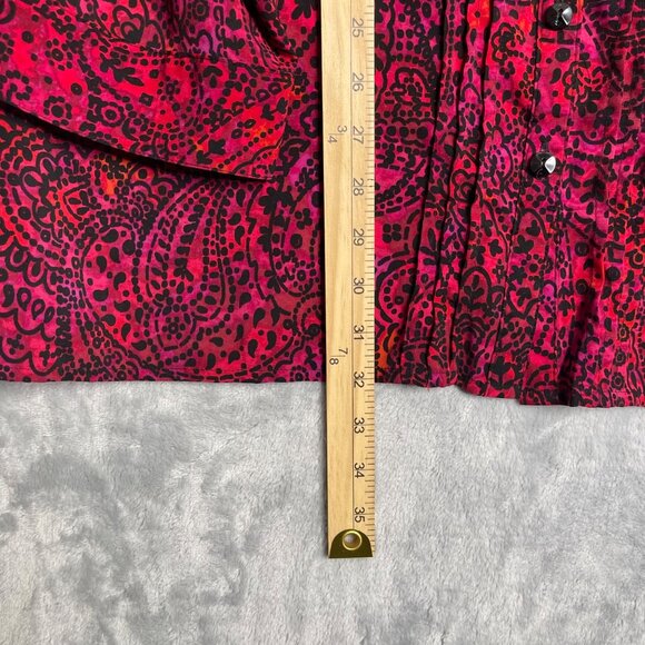 Catherines Floral Printed Button Front Tunic Womens 2X Red Pink Black Boho - Picture 7 of 8